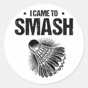 Sticker Rond Drôle Joueur Badminton Love Shuttle Design 24