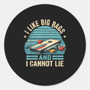 Sticker Rond Drôle Joueur Cornhole Dit Que J'Aime Les Gros Sacs