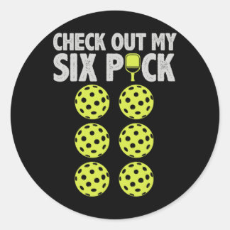 Sticker Rond Drôle Joueur de Pickleball Hommes Paddleball Vérif