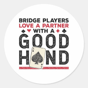 Sticker Rond Drôle Joueur de pont partenaire Bonne main