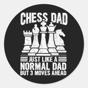 Sticker Rond Drôle Joueur d'échecs papa Amoureux d'échecs Pièce