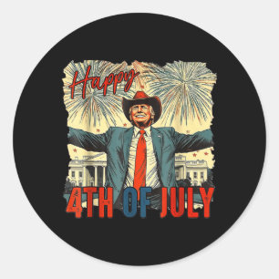 Sticker Rond Drôle Joyeux 4 juillet Jour de l'Indépendance
