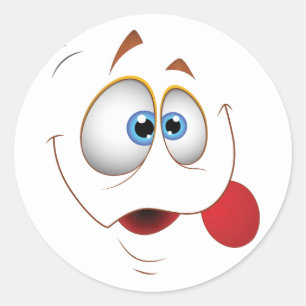 Sticker Rond Drôle Joyeux Visage Bleu yeux