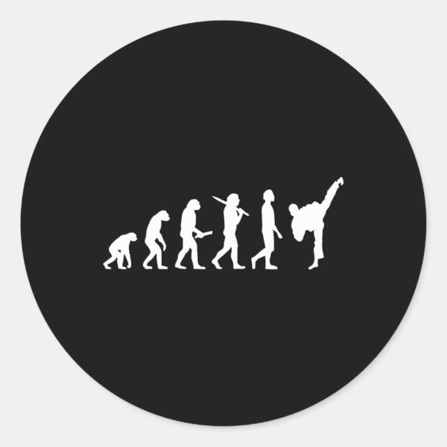 Sticker Rond Drôle Karate Evolution Cadeau Pour Les Artistes Ma (Devant)