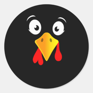 Sticker Rond Drôle la Turquie face Thanksgiving Day