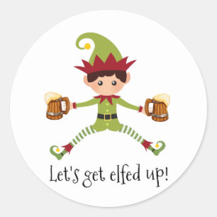 Sticker Rond Drôle, lassons-nous Noël d'elfe