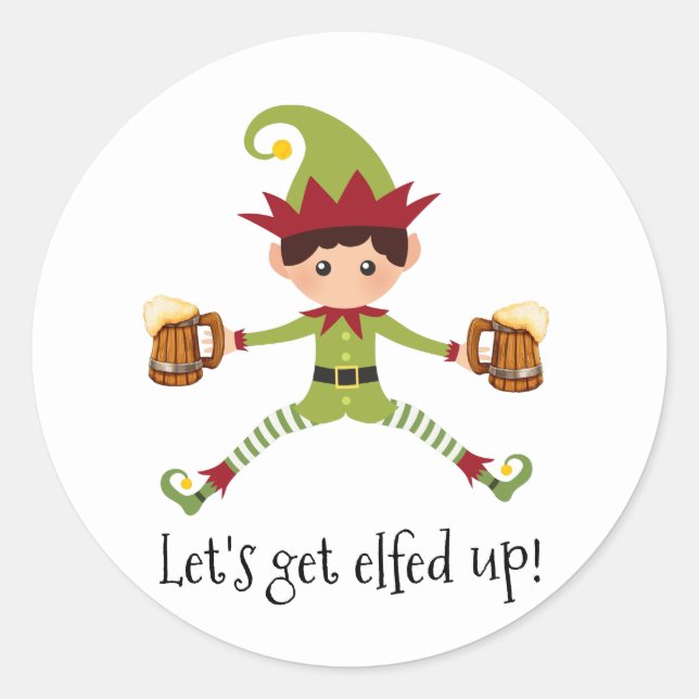 Sticker Rond Drôle, lassons-nous Noël d'elfe (Devant)