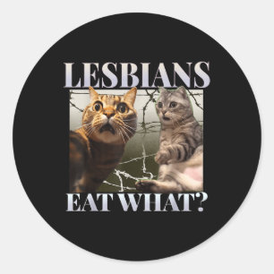 Sticker Rond Drôle Lesbiennes Gay pride Mangent Ce Queer Lgbtq