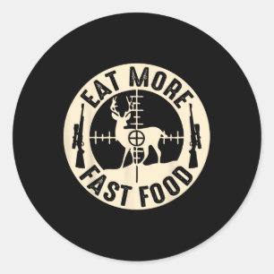 Sticker Rond Drôle Manger Plus Rapide Nourriture Chasse De Cerf