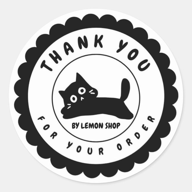 Sticker Rond Drôle Merci de chat noir Personnaliser circulaire (Devant)