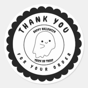 Sticker Rond Drôle mignon Fantôme Halloween Merci Personnaliser