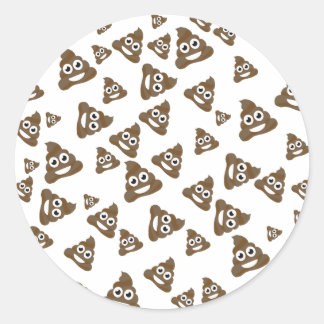 Sticker Rond Drôle mignon Poop Emoji Motif