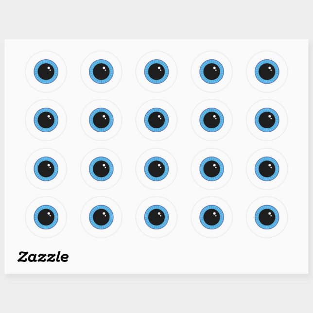 Sticker Rond Drôle Mignonne Bleu Eyeball (Feuille)