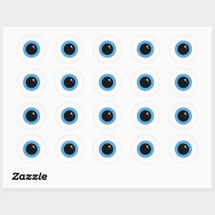Sticker Rond Drôle Mignonne Bleu Eyeball