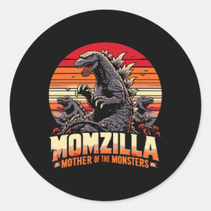 Sticker Rond Drôle Momzilla Mère des monstres Rétro Anniversair