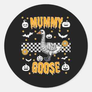 Sticker Rond Drôle Mummy Enveloppé Oie Éffrayante Halloween Cos