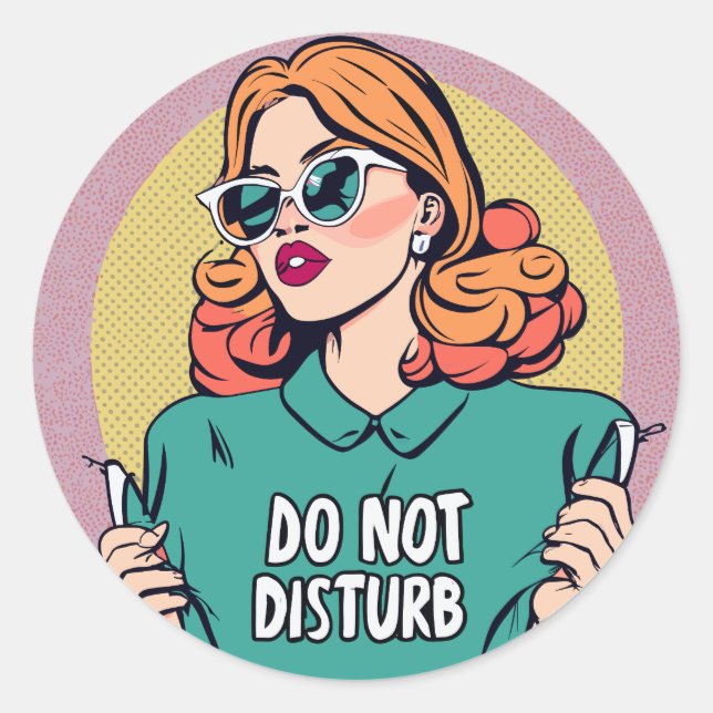 Sticker Rond Drôle Ne Disturbe Pas (Devant)
