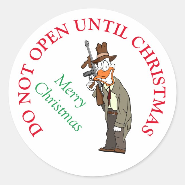 Sticker Rond drôle ne pas ouvrir jusqu'à noël joyeux noël (Devant)