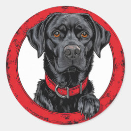 Sticker Rond Drôle noir labrador