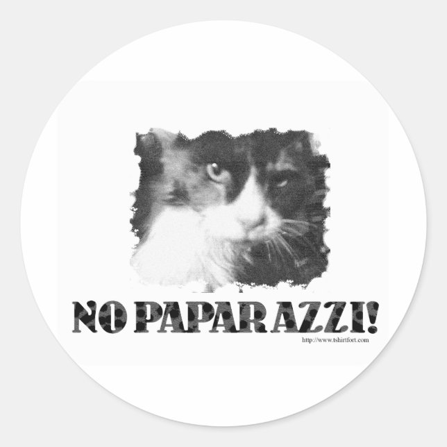 Sticker Rond Drôle Non Paparazzi Chat (Devant)