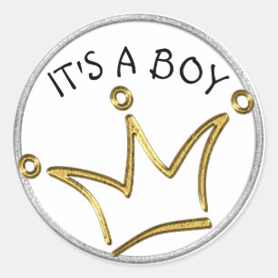 Sticker Rond Drôle or couronne + votre backgr. & texte