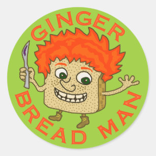 Sticker Rond Drôle Pain de Gingembre Homme Pun de Noël
