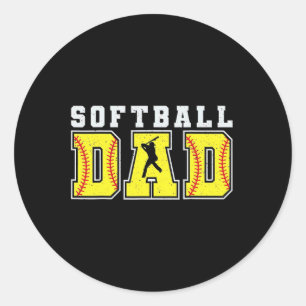 Sticker Rond Drôle papa Life softball de baseball grand-père pè