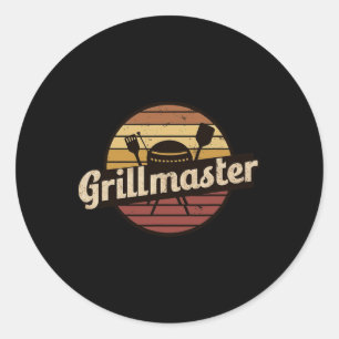 Sticker Rond Drôle Papa Vintage Design Grillmaster Fête des pèr