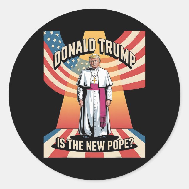 Sticker Rond Drôle Pape Et Président Donald Trump3 (Devant)