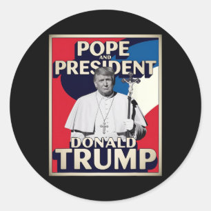 Sticker Rond Drôle Pape Et Président Donald Trump6