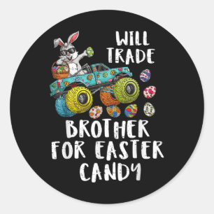Sticker Rond Drôle Pâques Fera Le Frère Pour Les Enfants De Bon