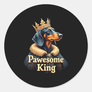 Sticker Rond Drôle Pawesome Roi Teckel Chien Art Vienne