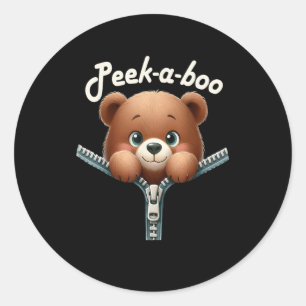 Sticker Rond Drôle - Peekabo - Ours