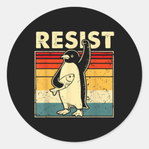 Sticker Rond Drôle Penguin Résister aux pingouins Cool Manifest
