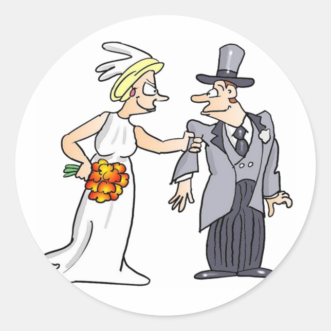 Sticker Rond Drôle photo Mariage (Devant)