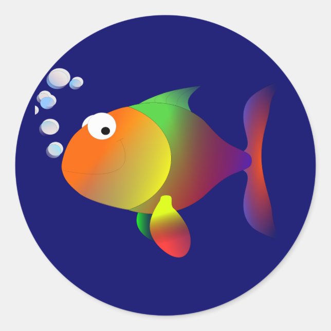 Sticker Rond Drôle poisson heureux (Devant)