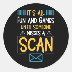 Sticker Rond Drôle Postal Worker Mailman