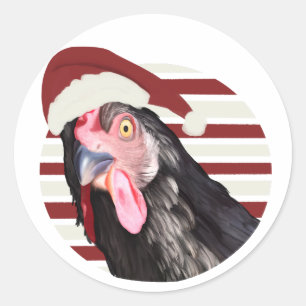 Sticker Rond Drôle poulet de Noël