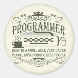 Sticker Rond Drôle Programmeur