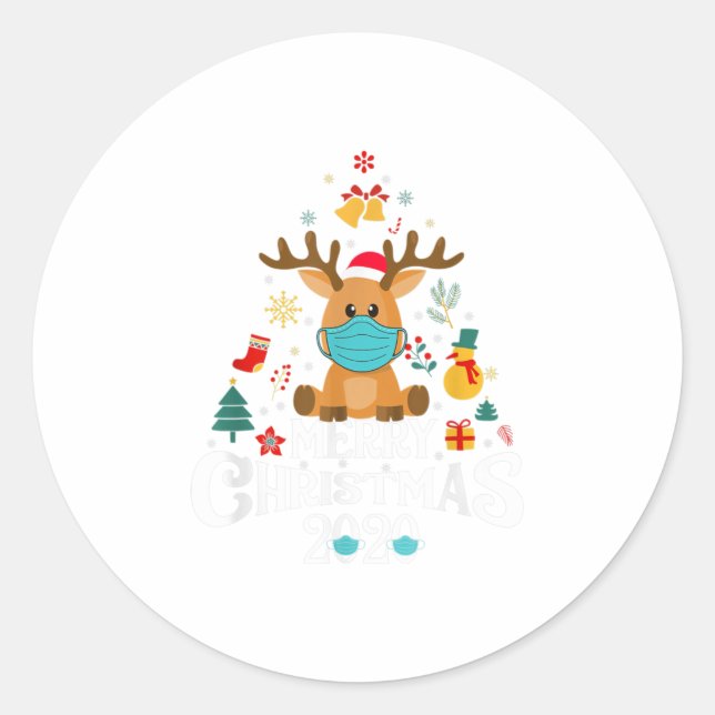Sticker Rond Drôle Quarantine Noël 2020 Arbre De (Devant)