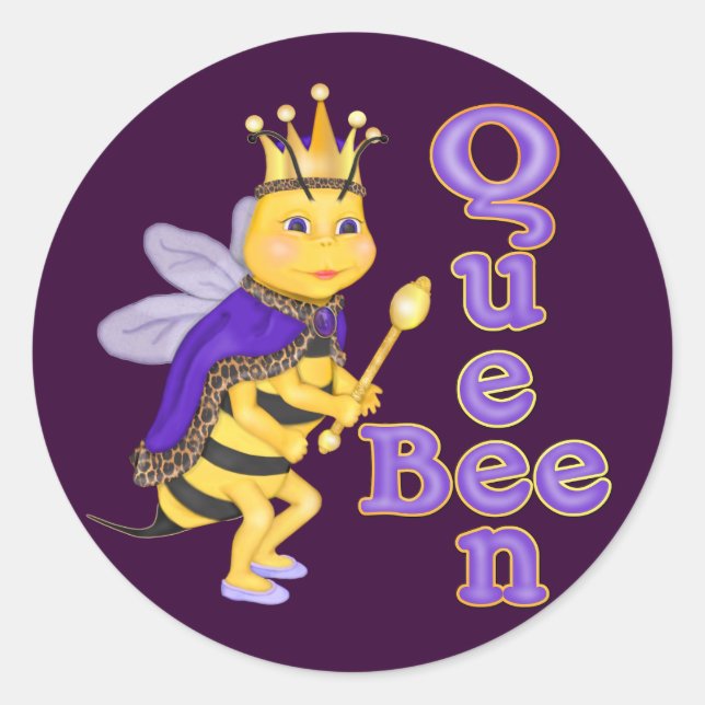 Sticker Rond Drôle Queen Bee (Devant)