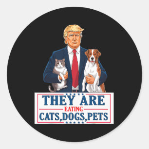 Sticker Rond Drôle qu'ils mangent les chiens les chats les anim