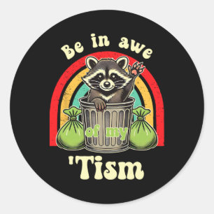 Sticker Rond Drôle Raccoon Sensibilisation sur l'autisme Soyez 