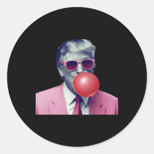 Sticker Rond Drôle Rose Donald Trump Bubble Gum Yum Tee