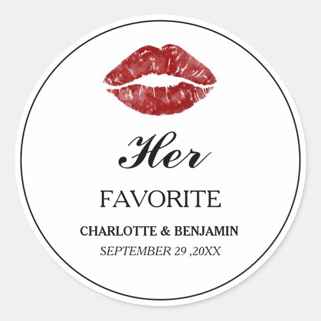 Sticker Rond Drôle Sa Faveur De Mariage Favorite (Devant)