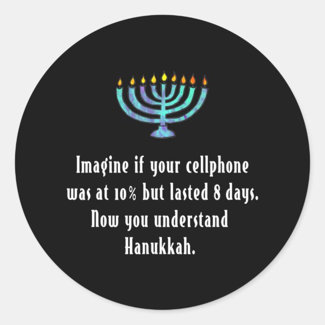 Sticker Rond Drôle Sarcastique Hanoukka Chanukah Citation de té (Devant)
