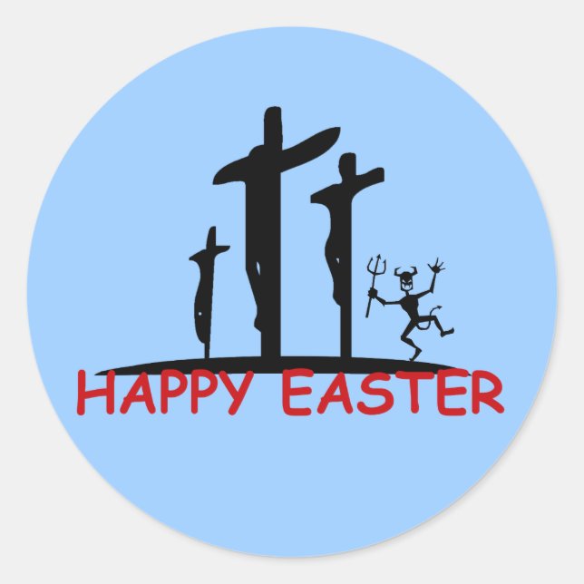 Sticker Rond Drôle Satan offensant (Devant)