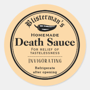 Sticker Rond Drôle Sauce chaude maison Vieux mode Canning