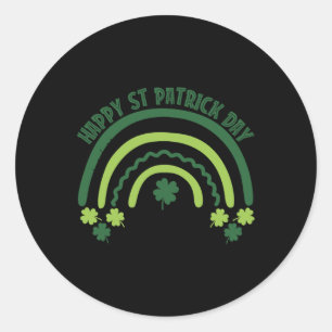 Sticker Rond Drôle Shamrock du sein Rainbow irlandais St patric