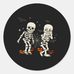 Sticker Rond Drôle Skeleton Kids Griddy dance Halloween Trick O